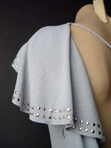 GRAY Studded One Shoulder CORSET Mini Dress Tunic M  