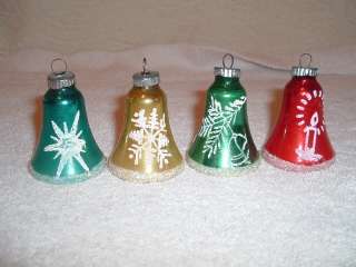 Antique/Vintage Christmas Bell Ornaments Decorated Glass  