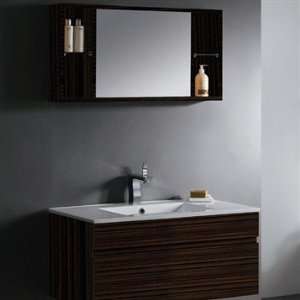 Vigo 35 inch Single Bathroom Vanity with Mirror and Shelves   Wenge