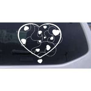 White 22in X 24.6in    Heart With Vines Car Window Wall Laptop Decal 