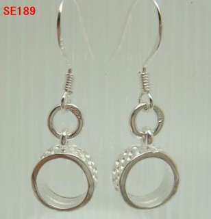 925 Sterling Silver Dangle Round ring Charms Earrings SE189  
