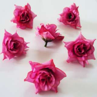 24PCS Fuchsia Silk flower head rose wedding decoration  