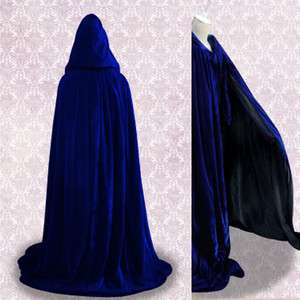 Hooded Cloak Renaissanc​e MEDIEVAL Blue Cape Shawl Sca  