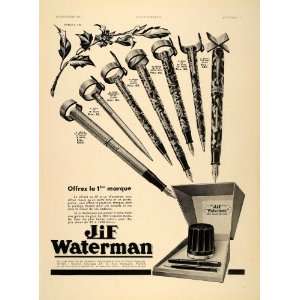  1934 French Ad Jif Waterman Fountain Pens Christmas 