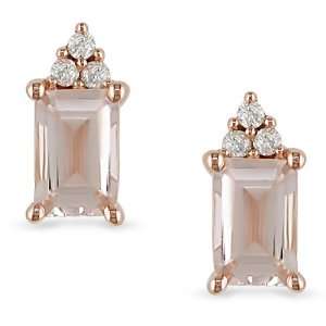  10k Pink Gold Morganite Diamond Accent Earrings Jewelry