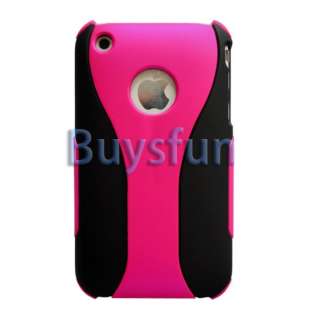 NEW HOT PINK 3 PIECE HARD CASE COVER For iPhone 3G 3GS  