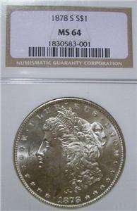 1878 S Morgan Silver Dollar MS 64 NGC Wheels of Frost  