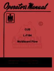 FARMALL CUB L F194 F194 MOLDBOARD PLOW Operator Manual  