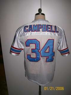 EARL CAMPBELL UNSIGNED T/B HOUSTON OILERS WHITE JERSEY  