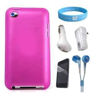 Silicone Tinted Pink Case for 4th Generation iPod Touch + Clear Screen 