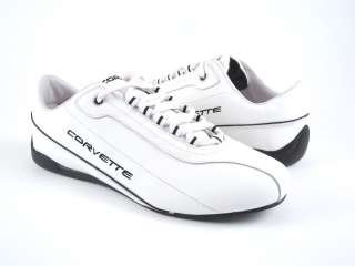 Mens Fashion Casual Driving Sneakers CORVETTE White Leather  