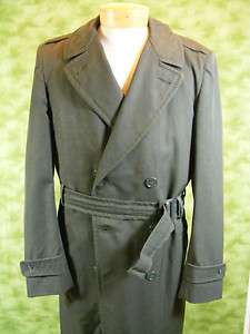 OLD and VINTAGE US ARMY military Wool Gabardine Trench Coat Army Green 