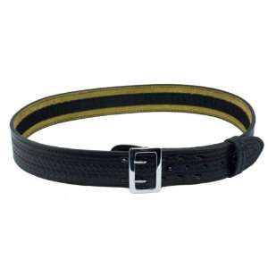   Belt With Hook Fastener Lining, Basketweave Black, Chrome Buckle, Size