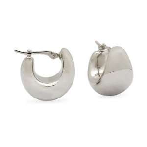  14kt White Gold Puffed Dome Hoop Earrings Jewelry