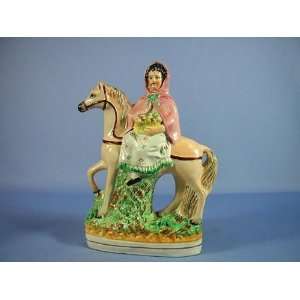  Staffordshire Woman on Horse Figurine