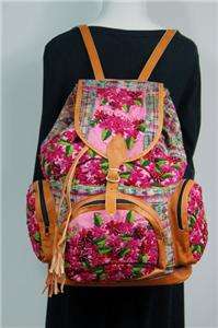 HANDMADE MEXICAN BACKPACK COLOR EMBROIDERY FLORAL TOTE BAG PURSE 