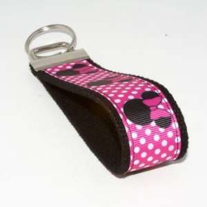  Magical Miss Mouse 5   Black   Fabric Keychain Key Fob 