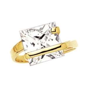  18K Gold Plated Clear Cubic Zirconia Square Solitaire Ring 
