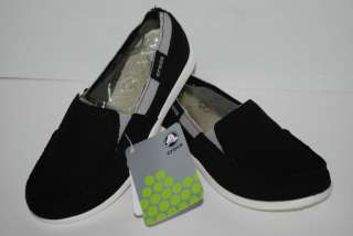 NEW NWT CROCS MELBOURNE BLACK / OYSTER canvas slip on shoes 8 9 10 11 