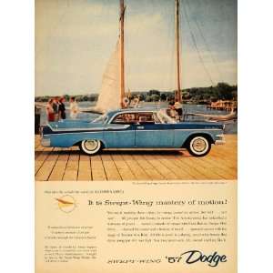 1956 Ad Light Blue Swept Wing Dodge Royal Lancer Port   Original Print 