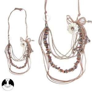   sg paris women necklace long necklace 96 cm brown comb glass Jewelry