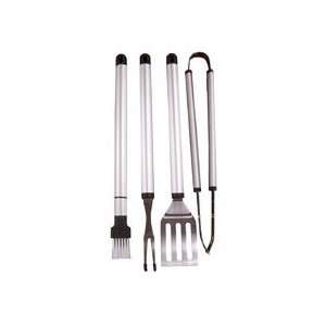 Grill Cooking Utensils 4PC STAINLESS STEEL TOOL SET W/ALUMINUM HANDLE