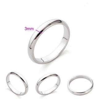 18K White Gold Plated Band Ring Fashion Jewelry 3mm  