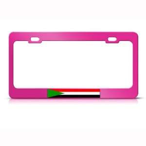 Sudan Sudanese Flag Pink Country Metal license plate frame Tag Holder