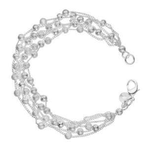  Sterling Silver String Beads Bracelet Jewelry