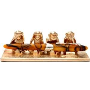  Jac Zagoory Write No Evil With4 Monkeys Gold Plate Office 