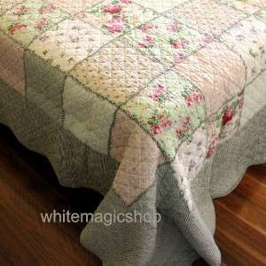 Patchwork Cotton Quilted Bedspread 3PC Set Queen Size  