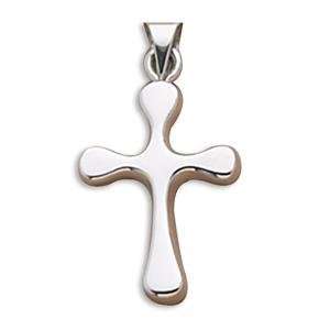  Polished Sterling Silver Liquid Cross Pendant Jewelry