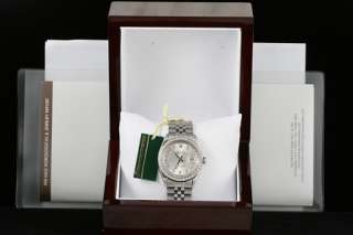 Mens Rolex Silver Diamond Dial Beadset Datejust Watch  