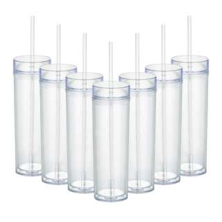 Acrylic Insulated Tumblers Double Wall with Lid & Straw 16oz Wholesale 