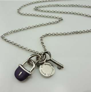 New Marc by M Jacobs Cute Purple Lock and Key Pendant Necklace  
