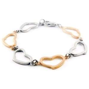   Stainless Steel Gold Rose Immerse Plated Heart Bracelet Jewelry
