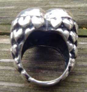 BIG SIGNED DIAN MALOUF STERLING SILVER HAMMERED HEART RING SIZE 6.75 