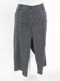 IRENE ALLISON Black Cotton White Stripe Pants Slacks 14  