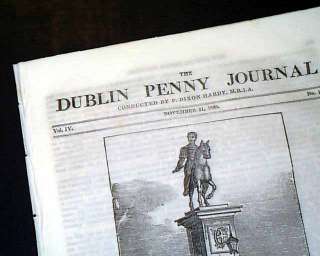 Rare DUBLIN Ireland United Kingdom 1835 Old Newspaper *  