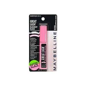 Maybelline Great Lash Blackest Black Mascara   Curved Brush (Quantity 