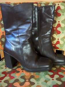WOMENS MAINFRAME BROWN LEATHER MID CALF BOOTS SZ 8M  