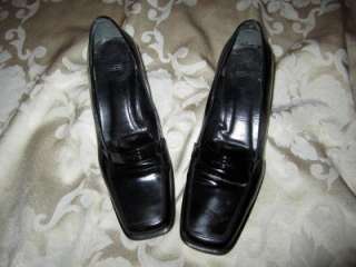   black leather COACH pumps shoes loafers black size 6.5 M  
