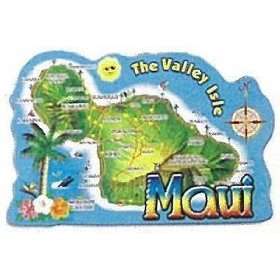  Hawaii Magnet Flat Plastic Maui Map 
