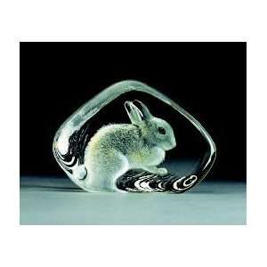    Rabbit Etched Crystal Sculpture by Mats Jonasson