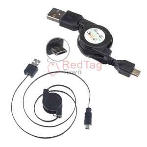 USB 2.0 A to Micro B Male to Male Retractable Sync Data Charger 