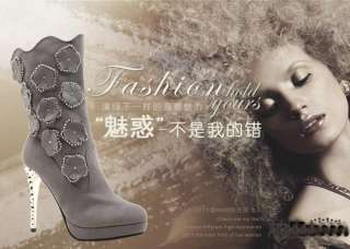 Elegant Luxury Womens Stiletto Platform High Heel Shoes Knee high 