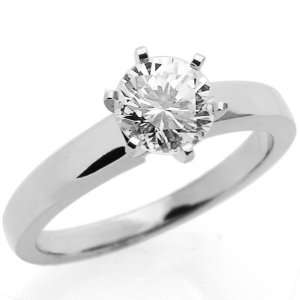 14K White Gold Engagement Ring 1ctw CZ Cubic Zirconia Round Solitaire 