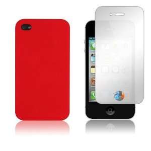 com Apple iPhone 4 & 4S   Red Soft Silicone Skin Case Cover + Mirror 