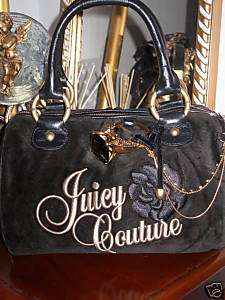 love JUICY COUTURE Faux Diamond MEGA RING Duffle Purse Bag Black 