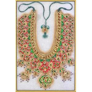  Embossed Necklace   Miniature Painting On Marble